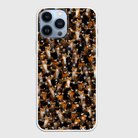 Чехол для iPhone 13 Pro Max с принтом Тигры пляшут Новый Год в городе Новоалтайск,  |  | 2022 | новогодний | новый год | паттерн | снег | снежинки | танцы | тигр | толпа