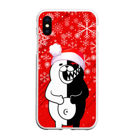 Чехол для iPhone XS Max матовый с принтом НОВОГОДНИЙ MONOKUMA. в городе Новоалтайск, Силикон | Область печати: задняя сторона чехла, без боковых панелей | Тематика изображения на принте: 2022 | anime | black  white | danganronpa | happy new year | kurokuma | merry christmas | monodam | monokuma | monomi | monotaro | pink | shirokuma | аниме | год тигра | зима близко | мoноми | монокума | нг | новогодний | новый год | новый 