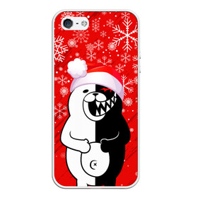Чехол для iPhone 5/5S матовый с принтом НОВОГОДНИЙ MONOKUMA. в городе Новоалтайск, Силикон | Область печати: задняя сторона чехла, без боковых панелей | Тематика изображения на принте: 2022 | anime | black  white | danganronpa | happy new year | kurokuma | merry christmas | monodam | monokuma | monomi | monotaro | pink | shirokuma | аниме | год тигра | зима близко | мoноми | монокума | нг | новогодний | новый год | новый 
