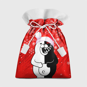 Подарочный 3D мешок с принтом НОВОГОДНИЙ MONOKUMA. в городе Новоалтайск, 100% полиэстер | Размер: 29*39 см | 2022 | anime | black  white | danganronpa | happy new year | kurokuma | merry christmas | monodam | monokuma | monomi | monotaro | pink | shirokuma | аниме | год тигра | зима близко | мoноми | монокума | нг | новогодний | новый год | новый 