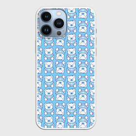 Чехол для iPhone 13 Pro Max с принтом Новогодний медвежонок голубой в городе Новоалтайск,  |  | медведь | медвежонок | миша | мишка | новый год | снег | снежинки | снежника