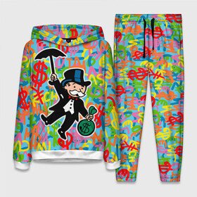 Женский костюм 3D (с толстовкой) с принтом Alec Monopoly Капиталист с деньгами в городе Новоалтайск,  |  | alec monopoly | art | capitalist | graffiti | money | retro | street style | urban style | алек монополи | арт | граффити | деньги | доллар | искусство | капиталист | кляксы | миллионер | монополия | ретро | рисунки | современное искусст