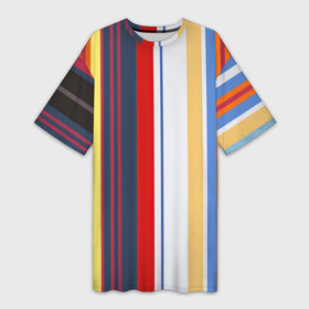 Платье-футболка 3D с принтом Stripes Abstract в городе Новоалтайск,  |  | абстракция | акриловая | акриловый | без лишнего | белую | белый | в полоску | голубую | желтую | желтый | красную | красный | линии | на каждый день | полоски | разноцветная | разноцветное