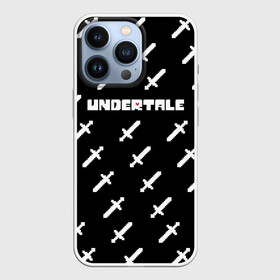 Чехол для iPhone 13 Pro с принтом UNDERTALE LOGO | СРАЖЕНИЕ, МЕЧИ в городе Новоалтайск,  |  | Тематика изображения на принте: asriel dreemurr | chara | frisk | gaster blaster | heart | sans | undertale | азриэль дримурр | андертейл | гастер | меттатон | санс | сердце | фриск | чара