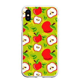 Чехол для iPhone XS Max матовый с принтом Яблочки паттерн в городе Новоалтайск, Силикон | Область печати: задняя сторона чехла, без боковых панелей | Тематика изображения на принте: apple | яблоки | яблоко | яблоня | яблочки