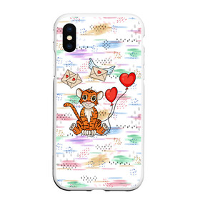 Чехол для iPhone XS Max матовый с принтом Милый влюбленный тигренок 2022 в городе Новоалтайск, Силикон | Область печати: задняя сторона чехла, без боковых панелей | Тематика изображения на принте: 2022 | год тигра | новый год | новый год 2022 | символ года | тигр | тигренок | тигрица | тигры