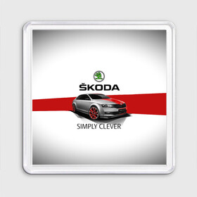 Магнит 55*55 с принтом Skoda Rapid Sport в городе Новоалтайск, Пластик | Размер: 65*65 мм; Размер печати: 55*55 мм | Тематика изображения на принте: rapid | simply clever | skoda | автомобиль | машина | рапид | тачка | чехия | шкода