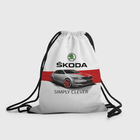 Рюкзак-мешок 3D с принтом Skoda Rapid Sport в городе Новоалтайск, 100% полиэстер | плотность ткани — 200 г/м2, размер — 35 х 45 см; лямки — толстые шнурки, застежка на шнуровке, без карманов и подкладки | Тематика изображения на принте: rapid | simply clever | skoda | автомобиль | машина | рапид | тачка | чехия | шкода
