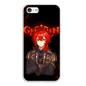 Чехол для iPhone 5/5S матовый с принтом GENSHIN IMPACT ГЕНШИН ИМПАКТ ДИЛЮК в городе Новоалтайск, Силикон | Область печати: задняя сторона чехла, без боковых панелей | Тематика изображения на принте: anime | character | diluc | game | genshin impact | аниме | геншин импакт | дилюк | игра | персонаж | персонажи