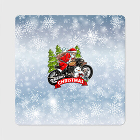 Магнит виниловый Квадрат с принтом Санта Байкер Santa on the motorbike в городе Новоалтайск, полимерный материал с магнитным слоем | размер 9*9 см, закругленные углы | Тематика изображения на принте: bike | christmas | moto | santa | байк | дед мороз | елка | зима | мотоцикл | новый год | подарок | рождество | санта | снег | снеговик | снежинка