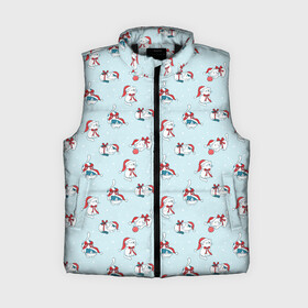 Женский жилет утепленный 3D с принтом Новогодние Котята паттерн   New Years Kittens pattern в городе Новоалтайск,  |  | cat | kitty | meow | дед мороз | зима | киса | кискис | кот | котенок | кошка | мяу | новый год | рождество | снег | снежинка