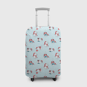 Чехол для чемодана 3D с принтом Новогодние Котята паттерн New Years Kittens pattern в городе Новоалтайск, 86% полиэфир, 14% спандекс | двустороннее нанесение принта, прорези для ручек и колес | cat | kitty | meow | дед мороз | зима | киса | кискис | кот | котенок | кошка | мяу | новый год | рождество | снег | снежинка