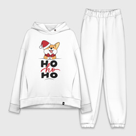 Женский костюм хлопок Oversize с принтом Corgi | Ho ho Ho в городе Новоалтайск,  |  | 2022 | 2022 год | happy new year | santa | год тигра | дед мороз | каникулы | мороз | новогодний свитер | новый год | новый год 2022 | новый год тигра | оливье | праздник | рождество | санта клаус | свитер новогодний