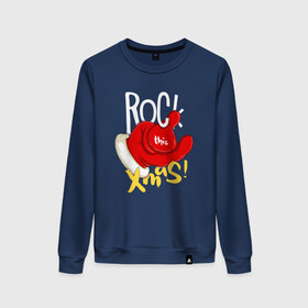 Женский свитшот хлопок с принтом Red mittens | Rock this xmas в городе Новоалтайск, 100% хлопок | прямой крой, круглый вырез, на манжетах и по низу широкая трикотажная резинка  | 2022 | 2022 год | happy new year | santa | год тигра | дед мороз | каникулы | мороз | новогодний свитер | новый год | новый год 2022 | новый год тигра | оливье | праздник | рождество | санта клаус | свитер новогодний