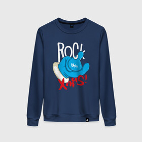 Женский свитшот хлопок с принтом Blue mittens | Rock this xmas в городе Новоалтайск, 100% хлопок | прямой крой, круглый вырез, на манжетах и по низу широкая трикотажная резинка  | 2022 | 2022 год | happy new year | santa | год тигра | дед мороз | каникулы | мороз | новогодний свитер | новый год | новый год 2022 | новый год тигра | оливье | праздник | рождество | санта клаус | свитер новогодний