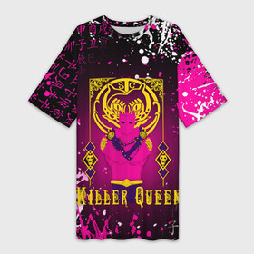 Платье-футболка 3D с принтом JOJO  KILLER QUEEN  КОРОЛЕВА УБИЙЦА в городе Новоалтайск,  |  | adventure | jojo | jojos bizarre | jojos bizarre adventure | killer queen | yare yare daze | аниме | джоджо | манга | яре яре дазе