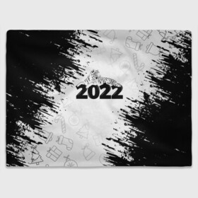 Плед 3D с принтом Тигр отдыхает на цифре 2022. в городе Новоалтайск, 100% полиэстер | закругленные углы, все края обработаны. Ткань не мнется и не растягивается | 2022 | happy new year | merry christmas | год тигра | зима близко | нг | новогодний | новогодний тигр | новогодняя символика | новый год | новый год 2022 | рождество | символ 2022 года | снег | снежинки | тигр
