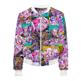 Женский бомбер 3D с принтом JOJO KILLER QUEEN КОРОЛЕВА УБИЙЦА УЗОР PATTERN в городе Новоалтайск, 100% полиэстер | застегивается на молнию, по бокам два кармана без застежек, мягкие манжеты, по низу бомбера и на воротнике — эластичная резинка | adventure | jojo | jojos bizarre | jojos bizarre adventure | killer queen | yare yare daze | аниме | джоджо | манга | яре яре дазе