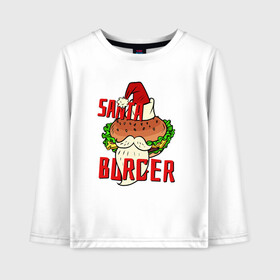 Детский лонгслив хлопок с принтом Santa Burger в городе Новоалтайск, 100% хлопок | круглый вырез горловины, полуприлегающий силуэт, длина до линии бедер | Тематика изображения на принте: 2022 | 2022 год | happy new year | santa | год тигра | дед мороз | каникулы | мороз | новогодний свитер | новый год | новый год 2022 | новый год тигра | оливье | праздник | рождество | санта клаус | свитер новогодний