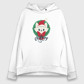 Женское худи Oversize хлопок с принтом Cristmas Cat в городе Новоалтайск, френч-терри — 70% хлопок, 30% полиэстер. Мягкий теплый начес внутри —100% хлопок | боковые карманы, эластичные манжеты и нижняя кромка, капюшон на магнитной кнопке | 2022 | 2022 год | happy new year | santa | год тигра | дед мороз | каникулы | мороз | новогодний свитер | новый год | новый год 2022 | новый год тигра | оливье | праздник | рождество | санта клаус | свитер новогодний
