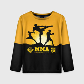 Детский лонгслив 3D с принтом ММА (Mixed Martial Arts) в городе Новоалтайск, 100% полиэстер | длинные рукава, круглый вырез горловины, полуприлегающий силуэт
 | bellator | boxing | fight club | mixed martial arts | ufc | айкидо | беллатор | боевые искусства | боец | бои | бои без правил | бойцовский клуб | бокс | борьба | воин | джиуджитсу | дзюдо | единоборства | карате | кикбоксинг