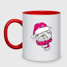Кружка двухцветная с принтом Christmas family Kitty в городе Новоалтайск, керамика | объем — 330 мл, диаметр — 80 мм. Цветная ручка и кайма сверху, в некоторых цветах — вся внутренняя часть | Тематика изображения на принте: 2022 | 2022 год | family look | happy new year | santa | год тигра | дед мороз | каникулы | мороз | новогодний свитер | новый год | новый год 2022 | новый год тигра | оливье | праздник | рождество | санта клаус