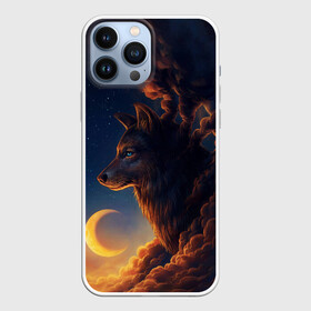 Чехол для iPhone 13 Pro Max с принтом Ночной Волк | Night Wolf. в городе Новоалтайск,  |  | Тематика изображения на принте: animal | moon | night | sky | stars | wolf | благородный | волк | животные | звезды | зверь | луна | небо | ночной | ночь | облака | тьма | хищник