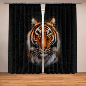Фотошторы с принтом Реалистичный тигр | Realistic Tiger в городе Новоалтайск, Блэкаут (светозащита 90%) / Габардин (светозащита 40% | 2 полотна шириной по 145 см; Высота 200-300 см; Крепление: шторная лента (на крючки); | tiger | восточный тигр | год тигра | голова | кошка | тигр | тигренок | хищник