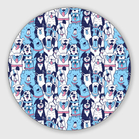 Круглый коврик для мышки с принтом Забавные Пёсели паттерн Funny Dogs pattern в городе Новоалтайск, резина и полиэстер | круглая форма, изображение наносится на всю лицевую часть | dog | бульдог | далматинец | йорк | мопс | песик | порода | смешной | собака