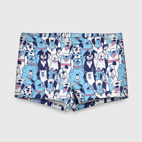 Детские купальные плавки 3D с принтом Забавные Пёсели паттерн Funny Dogs pattern в городе Новоалтайск, Полиэстер 85%, Спандекс 15% | Слитный крой, подклад по переду изделия, узкие бретели | dog | бульдог | далматинец | йорк | мопс | песик | порода | смешной | собака