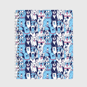 Тетрадь с принтом Забавные Пёсели паттерн Funny Dogs pattern в городе Новоалтайск, 100% бумага | 48 листов, плотность листов — 60 г/м2, плотность картонной обложки — 250 г/м2. Листы скреплены сбоку удобной пружинной спиралью. Уголки страниц и обложки скругленные. Цвет линий — светло-серый
 | dog | бульдог | далматинец | йорк | мопс | песик | порода | смешной | собака