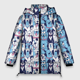Женская зимняя куртка Oversize с принтом Забавные Пёсели паттерн Funny Dogs pattern в городе Новоалтайск, верх — 100% полиэстер; подкладка — 100% полиэстер; утеплитель — 100% полиэстер | длина ниже бедра, силуэт Оверсайз. Есть воротник-стойка, отстегивающийся капюшон и ветрозащитная планка. 

Боковые карманы с листочкой на кнопках и внутренний карман на молнии | dog | бульдог | далматинец | йорк | мопс | песик | порода | смешной | собака
