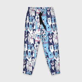 Детские брюки 3D с принтом Забавные Пёсели паттерн Funny Dogs pattern в городе Новоалтайск, 100% полиэстер | манжеты по низу, эластичный пояс регулируется шнурком, по бокам два кармана без застежек, внутренняя часть кармана из мелкой сетки | dog | бульдог | далматинец | йорк | мопс | песик | порода | смешной | собака
