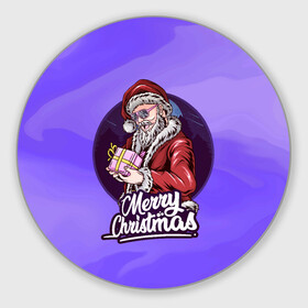 Круглый коврик для мышки с принтом Santa 2022 в городе Новоалтайск, резина и полиэстер | круглая форма, изображение наносится на всю лицевую часть | new year | арт | графика | дед мороз | зима | новый год | рождество | санта