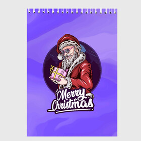 Скетчбук с принтом Santa 2022 в городе Новоалтайск, 100% бумага
 | 48 листов, плотность листов — 100 г/м2, плотность картонной обложки — 250 г/м2. Листы скреплены сверху удобной пружинной спиралью | new year | арт | графика | дед мороз | зима | новый год | рождество | санта