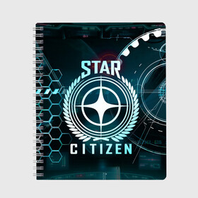 Тетрадь с принтом Star Citizen (Стар Ситизен) в городе Новоалтайск, 100% бумага | 48 листов, плотность листов — 60 г/м2, плотность картонной обложки — 250 г/м2. Листы скреплены сбоку удобной пружинной спиралью. Уголки страниц и обложки скругленные. Цвет линий — светло-серый
 | squadron 42 | star citizen | галактика | игры | космического симулятора | космос