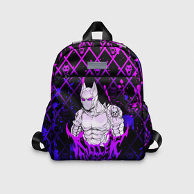 Детский рюкзак 3D с принтом JOJO / KILLER QUEEN / КОРОЛЕВА УБИЙЦА / ART в городе Новоалтайск, 100% полиэстер | лямки с регулируемой длиной, сверху петелька, чтобы рюкзак можно было повесить на вешалку. Основное отделение закрывается на молнию, как и внешний карман. Внутри дополнительный карман. По бокам два дополнительных кармашка | adventure | jojo | jojos bizarre | jojos bizarre adventure | killer queen | pattern | yare yare daze | аниме | брызги | джоджо | манга | узор | яре яре дазе