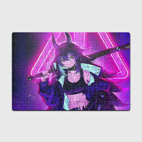 Головоломка Пазл магнитный 126 элементов Тян Самурай: в городе Новоалтайск, полимерный материал с магнитным слоем | 126 деталей, размер изделия —  180*270 мм | аниме | аниме тян | неон | рисунок | самурай | тян | тян самурай