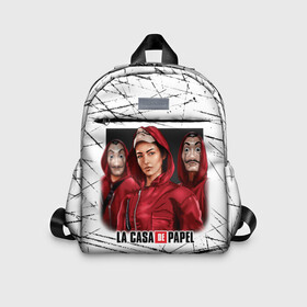 Детский рюкзак 3D с принтом СЕРИАЛ БУМАЖНЫЙ ДОМ LA CASA DE PAPEL BELLA CIAO в городе Новоалтайск, 100% полиэстер | лямки с регулируемой длиной, сверху петелька, чтобы рюкзак можно было повесить на вешалку. Основное отделение закрывается на молнию, как и внешний карман. Внутри дополнительный карман. По бокам два дополнительных кармашка | bella ciao | la casa de papel | бумажный дом | ла каса де | ла каса де папель | ла каса де пепел | лакаса | сериал | фильм