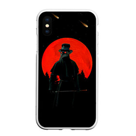 Чехол для iPhone XS Max матовый с принтом plague doctor ЧУМНОЙ ДОКТОР в городе Новоалтайск, Силикон | Область печати: задняя сторона чехла, без боковых панелей | art | artwork | dark | illustration | moon | plague doctor | red moon | арт | луна | мрак | ночь | чума | чумной доктор