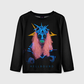 Детский лонгслив 3D с принтом Hellbound остриё в городе Новоалтайск, 100% полиэстер | длинные рукава, круглый вырез горловины, полуприлегающий силуэт
 | неон | остриё | персонаж | секта | стрим