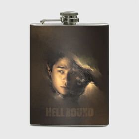 Фляга с принтом Hellbound персонаж в городе Новоалтайск, металлический корпус | емкость 0,22 л, размер 125 х 94 мм. Виниловая наклейка запечатывается полностью | дым | монстор | надпись | название | персонаж
