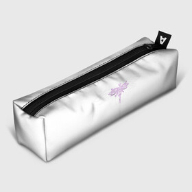 Пенал школьный 3D с принтом Стрекоза Violet Neon Theme в городе Новоалтайск, 100% полиэстер | плотная ткань, застежка на молнии | воздух | для девочек | для женщин | женские | красные | крылья | лес | лето | насекомые | неон | неоновые рисунки | полет | природа | светящиеся | стрекоза