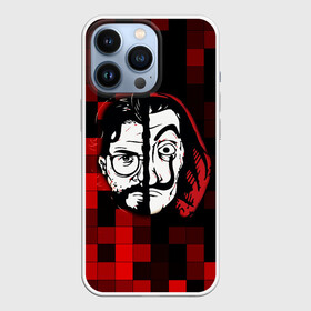 Чехол для iPhone 13 Pro с принтом Бумажный Домик Шах и Мат в городе Новоалтайск,  |  | Тематика изображения на принте: бумага | два | красный | лица | маска | сериал | триллер | черный