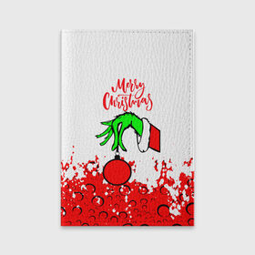 Обложка для паспорта матовая кожа с принтом Merry Christmas Grinch в городе Новоалтайск, натуральная матовая кожа | размер 19,3 х 13,7 см; прозрачные пластиковые крепления | 2022 | grinch | happy new year | merry christmas | год тигра | гринч | зима близко | нг | новогодний | новый год | новый год 2022 | рождество | снег | снежинки