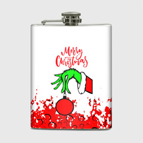 Фляга с принтом Merry Christmas Grinch в городе Новоалтайск, металлический корпус | емкость 0,22 л, размер 125 х 94 мм. Виниловая наклейка запечатывается полностью | Тематика изображения на принте: 2022 | grinch | happy new year | merry christmas | год тигра | гринч | зима близко | нг | новогодний | новый год | новый год 2022 | рождество | снег | снежинки