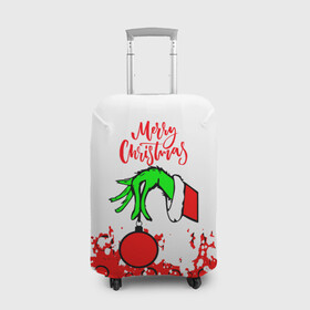 Чехол для чемодана 3D с принтом Merry Christmas Grinch в городе Новоалтайск, 86% полиэфир, 14% спандекс | двустороннее нанесение принта, прорези для ручек и колес | 2022 | grinch | happy new year | merry christmas | год тигра | гринч | зима близко | нг | новогодний | новый год | новый год 2022 | рождество | снег | снежинки