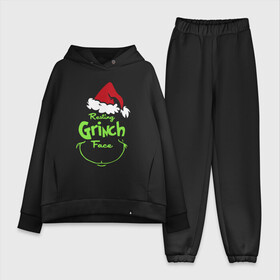 Женский костюм хлопок Oversize с принтом Resting Grinch Face. в городе Новоалтайск,  |  | 2022 | grinch | happy new year | merry christmas | год тигра | гринч | зима близко | нг | новогодний | новый год | новый год 2022 | рождество | снег | снежинки
