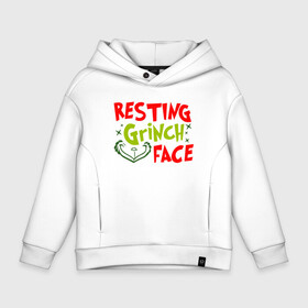 Детское худи Oversize хлопок с принтом Resting Grinch Face Новогодний. в городе Новоалтайск, френч-терри — 70% хлопок, 30% полиэстер. Мягкий теплый начес внутри —100% хлопок | боковые карманы, эластичные манжеты и нижняя кромка, капюшон на магнитной кнопке | Тематика изображения на принте: 2022 | grinch | happy new year | merry christmas | год тигра | гринч | зима близко | нг | новогодний | новый год | новый год 2022 | рождество | снег | снежинки