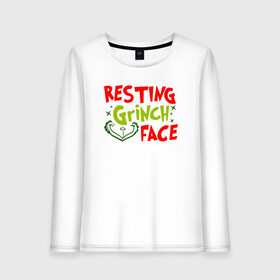 Женский лонгслив хлопок с принтом Resting Grinch Face Новогодний. в городе Новоалтайск, 100% хлопок |  | 2022 | grinch | happy new year | merry christmas | год тигра | гринч | зима близко | нг | новогодний | новый год | новый год 2022 | рождество | снег | снежинки